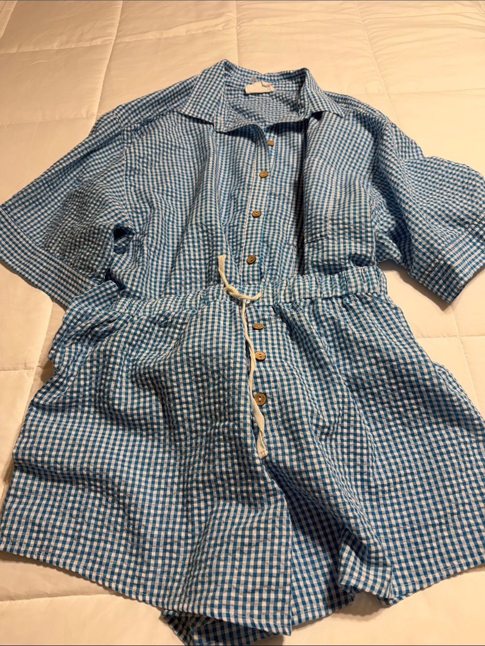 Fantastic Fawn Blue and White Gingham Set